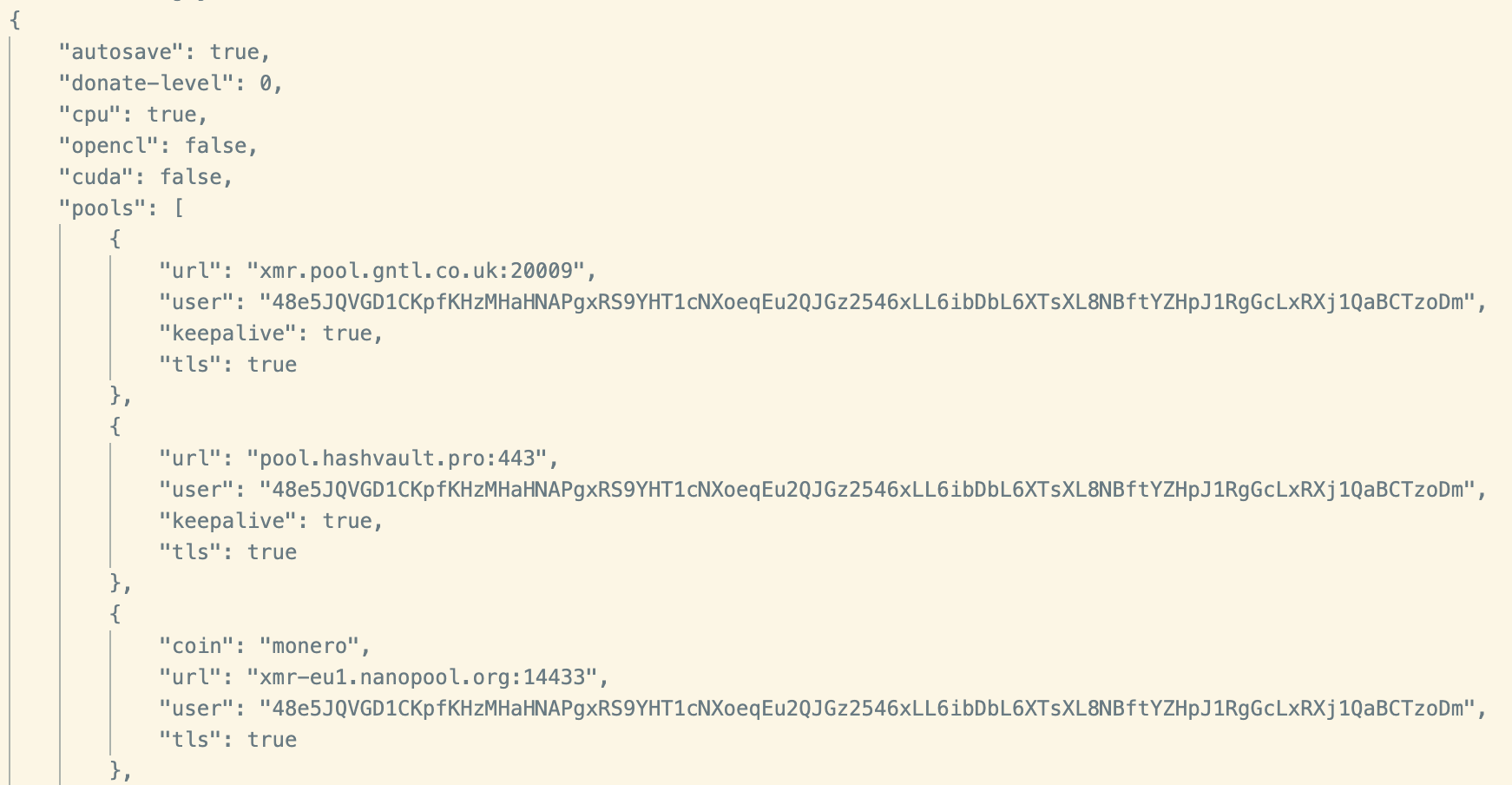 Snippet of mining configuration<br />
